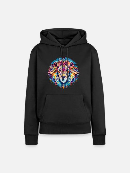 Geometrische Fauna, Löwe, Geo Wild - Frauen Premium Bio Hoodie - Schwarz
