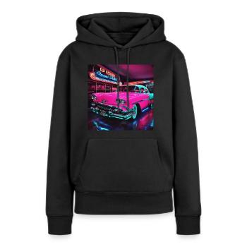 Us Car Oldtimer Salon 50‘ - Frauen Premium Bio Hoodie - Schwarz - Vorne - Julia (174cm)