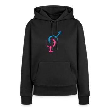 Hétéro symbole hétérosexualité - Sweat à capuche Premium bio Femme - noir - Devant - Julia (174cm)