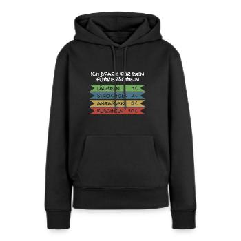 Ich spare für den Führerschein - Frauen Premium Bio Hoodie - Schwarz - Vorne - Julia (174cm)