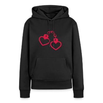 Coeur de menottes - Sweat à capuche Premium bio Femme - noir - Devant - Julia (174cm)