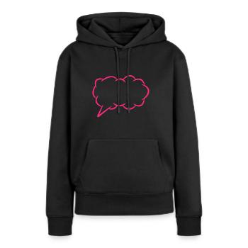 Bulle de dialogue bulle de pensée - Sweat à capuche Premium bio Femme - noir - Devant - Julia (174cm)
