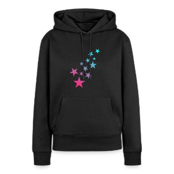 Modèle astérisque symbole étoile - Sweat à capuche Premium bio Femme - noir - Devant - Julia (174cm)