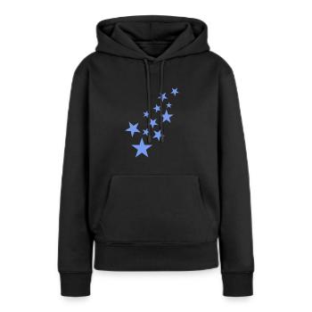 Motif astérisque étoile bleu - Sweat à capuche Premium bio Femme - noir - Devant - Julia (174cm)