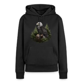 Forêt animale d’aigle à tête blanche - Sweat à capuche Premium bio Femme - noir - Devant - Julia (174cm)