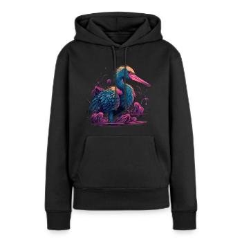 Pélican Oiseau aquatique - Sweat à capuche Premium bio Femme - noir - Devant - Julia (174cm)