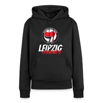 Antifa Leipzig Connewitz - Frauen Premium Bio Hoodie - Schwarz - Vorne - Julia (174cm)