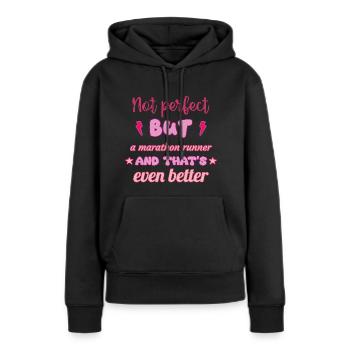 Pas parfait, mais marathonien, marathon - Sweat à capuche Premium bio Femme - noir - Devant - Julia (174cm)