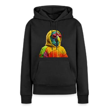 Perroquet avec lunettes de soleil Perroquets froids colorés - Sweat à capuche Premium bio Femme - noir - Devant - Julia (174cm)