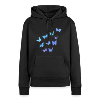 Construction Papillons Essaim - Sweat à capuche Premium bio Femme - noir - Devant - Julia (174cm)