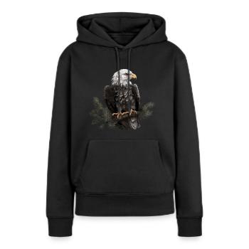 Forêt animale d’aigle à tête blanche - Sweat à capuche Premium bio Femme - noir - Devant - Julia (174cm)