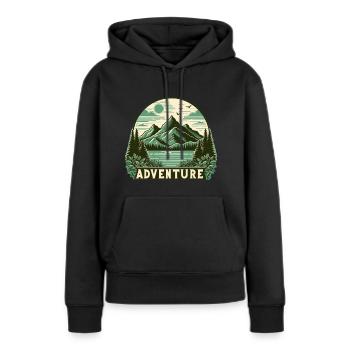 Aventure - Sweat à capuche Premium bio Femme - noir - Devant - Julia (174cm)