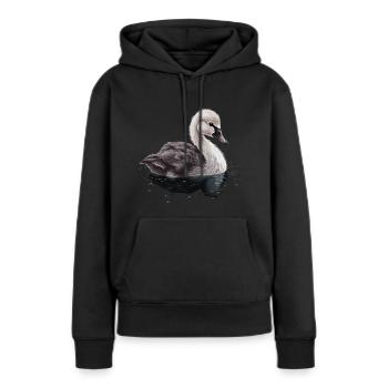 Bébé cygne Oiseau Poussin - Sweat à capuche Premium bio Femme - noir - Devant - Julia (174cm)