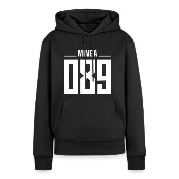 MINGA 089 | MUNICH - Sweat à capuche Premium bio Femme - noir - Devant - Julia (174cm)