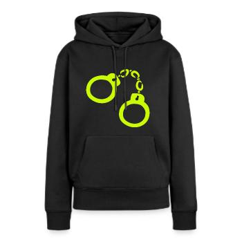Menottes Jaune - Sweat à capuche Premium bio Femme - noir - Devant - Julia (174cm)