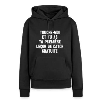 leçon de catch - Sweat à capuche Premium bio Femme - noir - Devant - Julia (174cm)