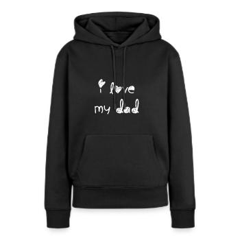 j'aime papa blanc - Sweat à capuche Premium bio Femme - noir - Devant - Julia (174cm)