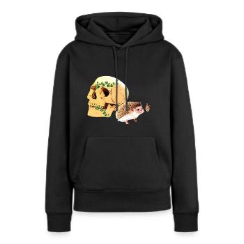Kleiner neugieriger Igel - Frauen Premium Bio Hoodie - Schwarz - Vorne - Julia (174cm)