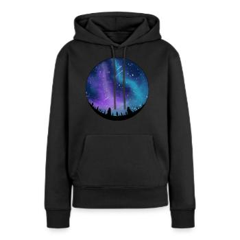 Galaxy dans le ciel nocturne - Sweat à capuche Premium bio Femme - noir - Devant - Julia (174cm)