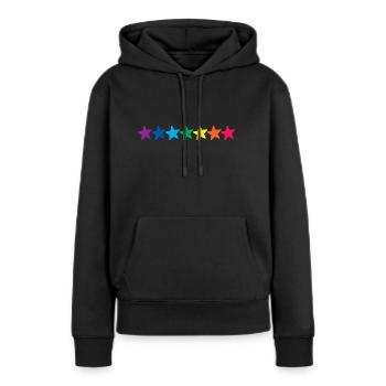 Étoiles Rainbow horizontales - Sweat à capuche Premium bio Femme - noir - Devant - Julia (174cm)