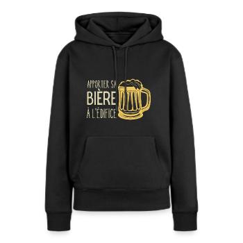 apporter sa bière à l'édifice - Sweat à capuche Premium bio Femme - noir - Devant - Julia (174cm)