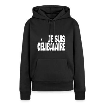 je suis célibataire - Sweat à capuche Premium bio Femme - noir - Devant - Julia (174cm)