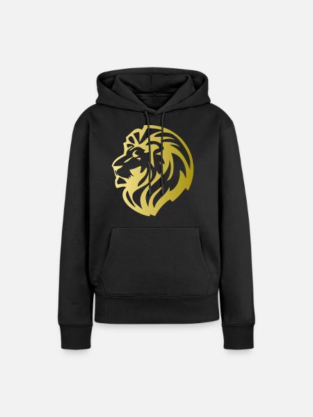 Löwenkopf - Frauen Premium Bio Hoodie - Schwarz