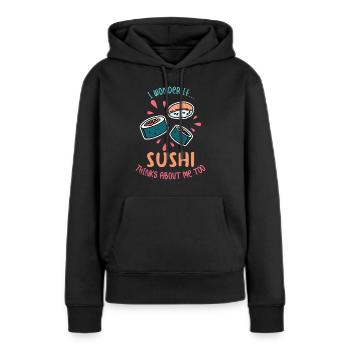 Sushi - Sweat à capuche Premium bio Femme - noir - Devant - Julia (174cm)