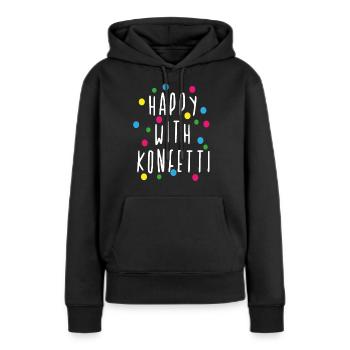Carnaval, Alaaf, confettis, anniversaire, fête - Sweat à capuche Premium bio Femme - noir - Devant - Julia (174cm)