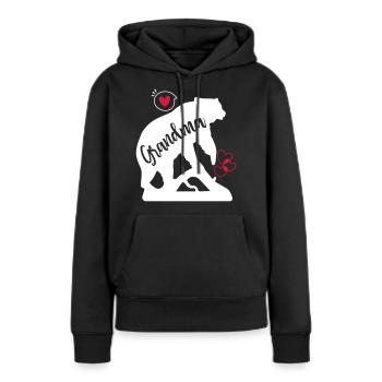 Grandma Bear - Frauen Premium Bio Hoodie - Schwarz - Vorne - Julia (174cm)