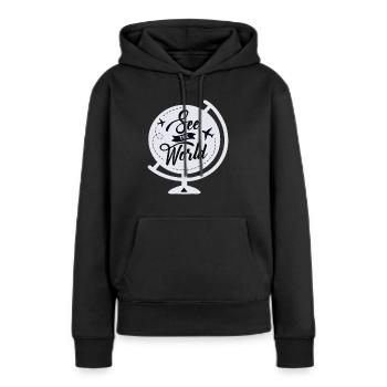 See The World - Women’s Premium Organic Hoodie - black - Front - Julia (174cm)
