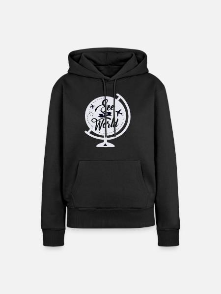 See The World - Frauen Premium Bio Hoodie - Schwarz