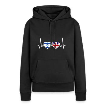 Israël Drapeau britannique Israélien Britannique - Sweat à capuche Premium bio Femme - noir - Devant - Julia (174cm)