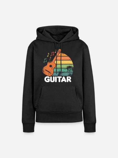 Gitarre retro - Frauen Premium Bio Hoodie - Schwarz