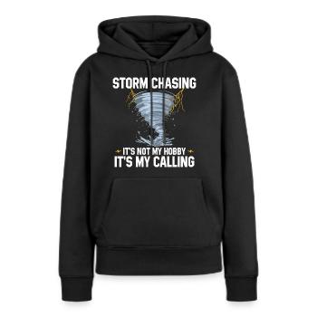 Sturmjäger Shirts | Unwetter Sturm Blitz Geschenke - Frauen Premium Bio Hoodie - Schwarz - Vorne - Julia (174cm)