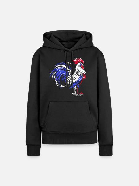 Französischer Hahn: Trikolore Symbol - Frauen Premium Bio Hoodie - Schwarz