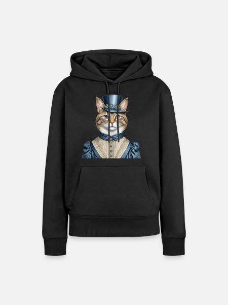 Frau Katze - Frauen Premium Bio Hoodie - Schwarz