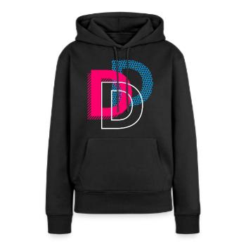 Lettre initiale D - Sweat à capuche Premium bio Femme - noir - Devant - Julia (174cm)