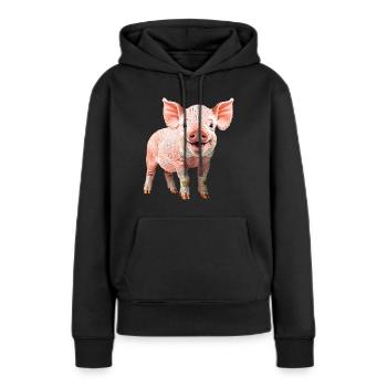 Ferkel - Frauen Premium Bio Hoodie - Schwarz - Vorne - Julia (174cm)