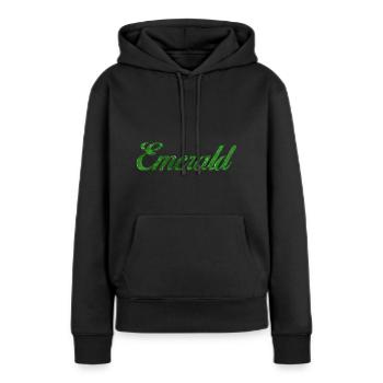 Texte stylisé émeraude - Sweat à capuche Premium bio Femme - noir - Devant - Julia (174cm)