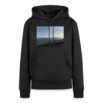 Mer Baltique le soir - Sweat à capuche Premium bio Femme - noir - Devant - Julia (174cm)