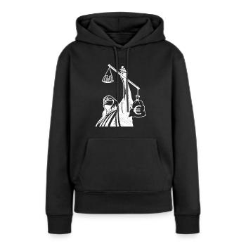 classe Injustice redistribution lutte Finance - Sweat à capuche Premium bio Femme - noir - Devant - Julia (174cm)