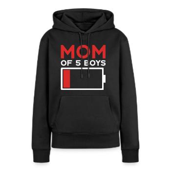 MOM FIVE SONS MOM OF 5 BOYS - Women’s Premium Organic Hoodie - black - Front - Julia (174cm)