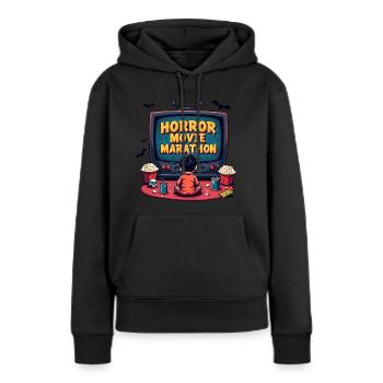 film d’horreur marathon design rétro - Sweat à capuche Premium bio Femme - noir - Devant - Julia (174cm)
