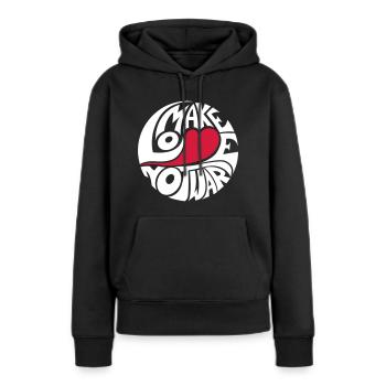 Make Love Not War - Sweat à capuche Premium bio Femme - noir - Devant - Julia (174cm)