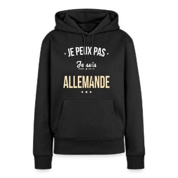 Je peux pas je suis Allemande - Sweat à capuche Premium bio Femme - noir - Devant - Julia (174cm)