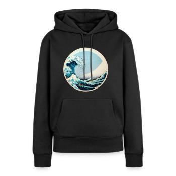 Gefangen in der Welle - Frauen Premium Bio Hoodie - Schwarz - Vorne - Julia (174cm)