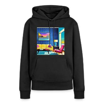 Après-midi d’été - Sweat à capuche Premium bio Femme - noir - Devant - Julia (174cm)