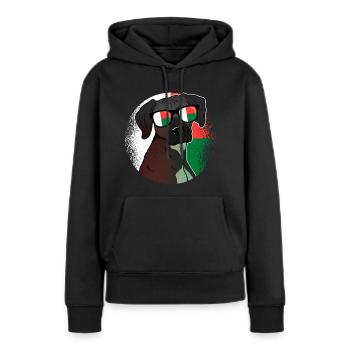 Macédoine - Sweat à capuche Premium bio Femme - noir - Devant - Julia (174cm)