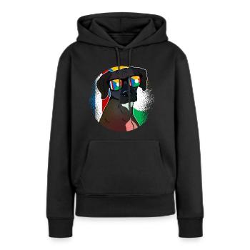 Réunion - Sweat à capuche Premium bio Femme - noir - Devant - Julia (174cm)